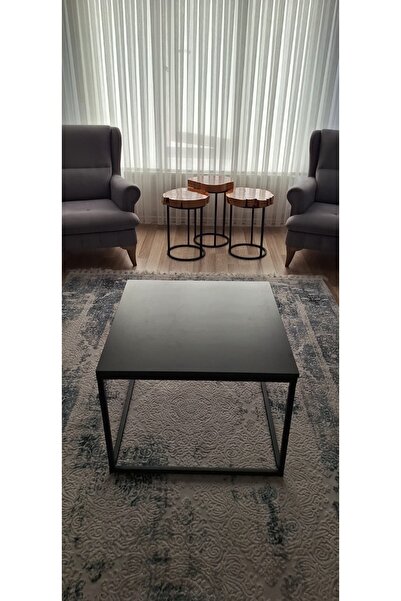 Rafadi Modern Metal Ayaklı Kare Orta Sehpa Salon Oturma Odası Balkon Orta Seh...