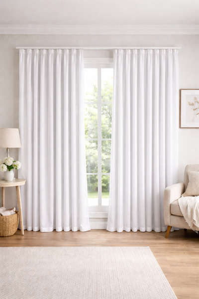 ömer ilhan beyaz saten güneşlik perde kırışmaz tülün altına uygun