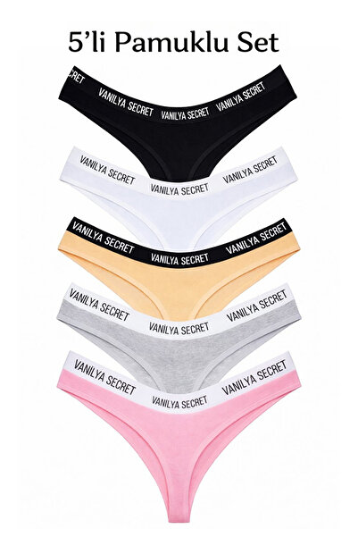 Vanilya Secret Γυναικείο λάστιχο μέσης βαμβακερό στρινγκ 5 τεμαχίων