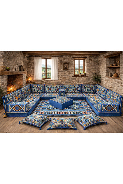 Dekor Köşe Kilim Desenli Köşe Oturma Takımı (22 DNS Sert Sünger) (Kilim HEDİY...