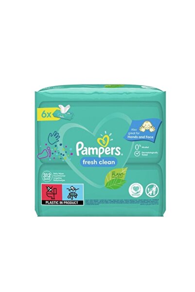 Pampers Servetele umede Fresh Clean, 6 pachete x 52, 312 buc