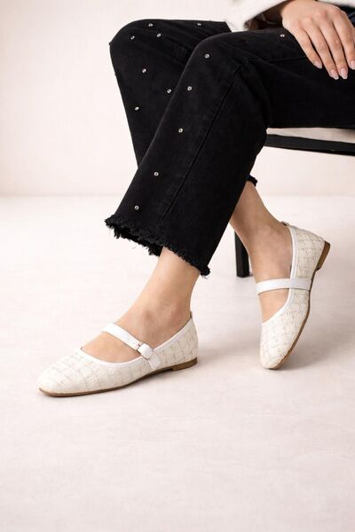 redtan Balerini de zi cu zi clasici pentru femei, din țesătură tweed bej, cu ...