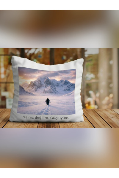 Miracix Penguen Tasarımlı Resimli Beyaz Yastık Tek Yön Baskı – Fotoğraf ve Ya...
