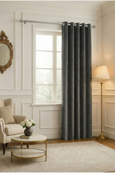 Bercem Home ستارة خلفية ذات ملمس مخملي - أنثراسيت - (ذات جناح واحد)