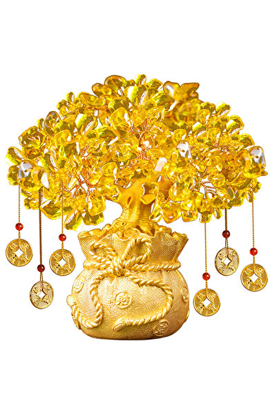 OEM Bonsai made of resin and natural crystals, traditional Feng Shui symbol,