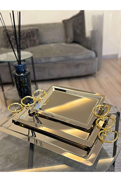 aljahwari صينيه تقديمات 3 أحجام فضي مقاس كبير48x34 وسط 41x29 صغير 34x24