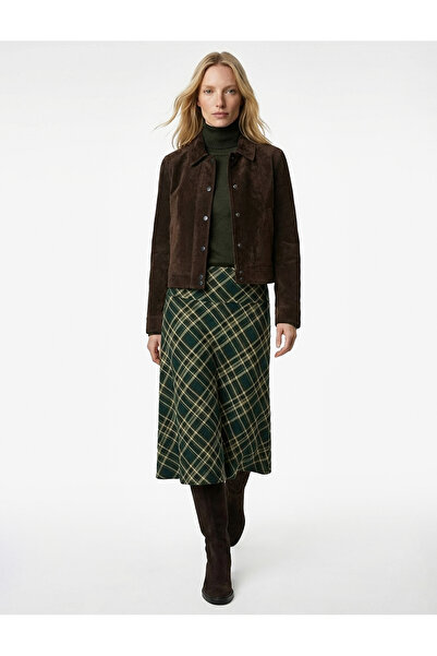 Koton Regular Fit Standard Waist Midi Plaid Skirt