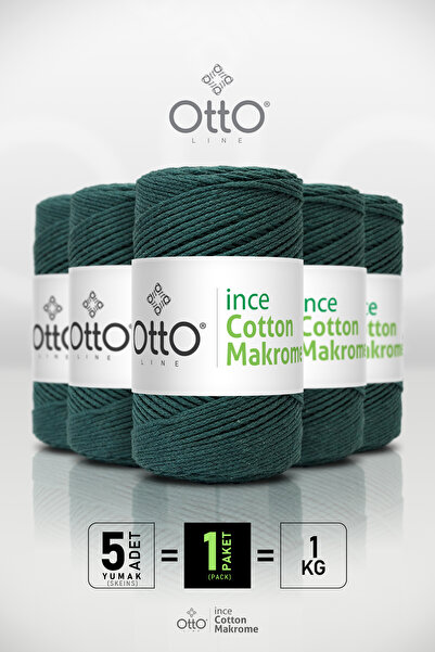 Otto Λεπτό Βαμβακερό Μακραμέ - Σμαραγδί Πράσινο - Πακέτο 5 τεμαχίων - 2mm/200...