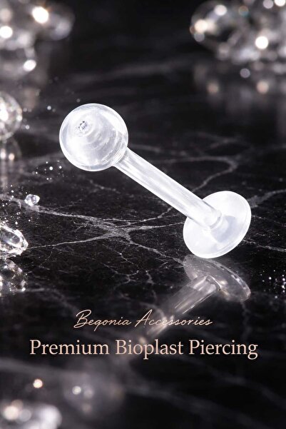 Takıparkxs Cerrahi Biyoplast Şeffaf 8mm Labret Piercing Tragus Helix Dudak Ku...