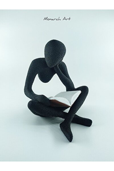 Monarch Art Kitap Okuyan Adam Heykeli 12cm - Kitaplık Aksesuarı Minimalist Of...