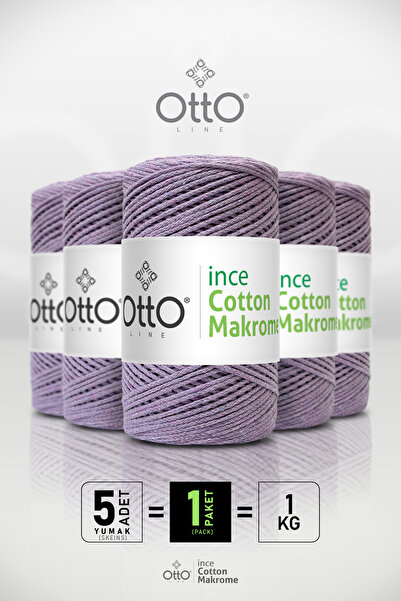 Otto Λεπτό Βαμβακερό Μακραμέ - Λιλά - Πακέτο 5 τεμαχίων - 2mm/200gr/170m - Βα...