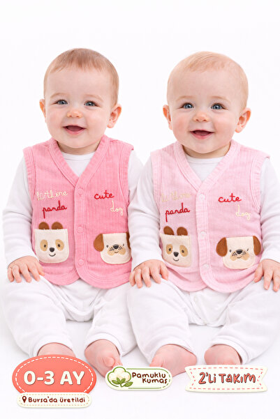 Onouqo Set of 2 - 0-3 Months Newborn Soft Cotton Baby Girl Vest - Bursa Produ...