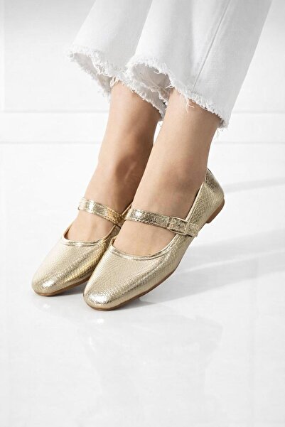 redtan Balerina de aur pentru femei |   Elastic cu cataramă elegantă |   Pant...