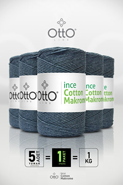 Otto Λεπτό Βαμβακερό Μακραμέ - Μπλε Πετρόλ - Πακέτο 5 τεμαχίων - 2mm/200γρ/17...
