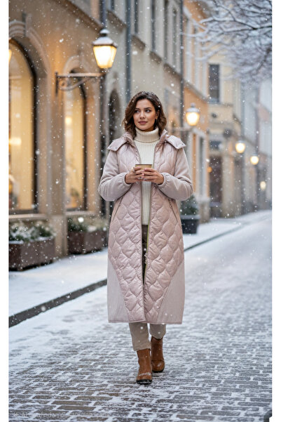 fatma kadın tesettür kaşe kapitone manto