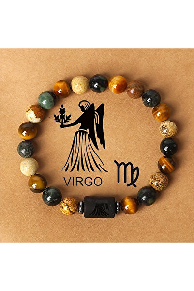 OEM Енергийна гривна с гравиране на зодия Дева, лечебни аметистови мъниста, у...