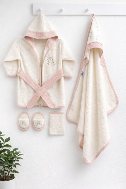 moukou طقم منشفة حمام للفتيات حديثي الولادة مع تطريز طائر على فرع عضوي - هدية...