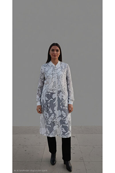 Elele Kadın tesettür içi tunik lazer kesim ceket 2li takım