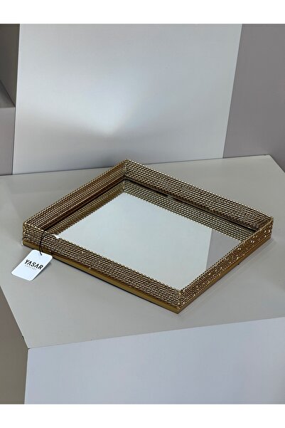 YASAR CONCEPT Torsion Mirrored Metal Tray 30X30 cm