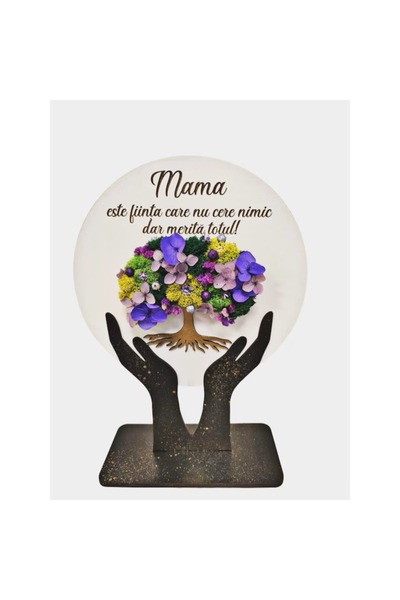 Hugo`s Tree Decoratiune din lemn cu licheni, Mama, Tata, Soacra, Prietena, Cu...