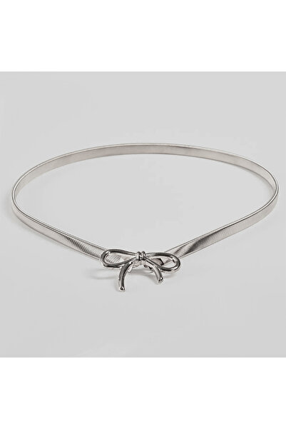 OEM Дамски еластичен колан, елегантен стил, металик с катарама с панделка, ср...