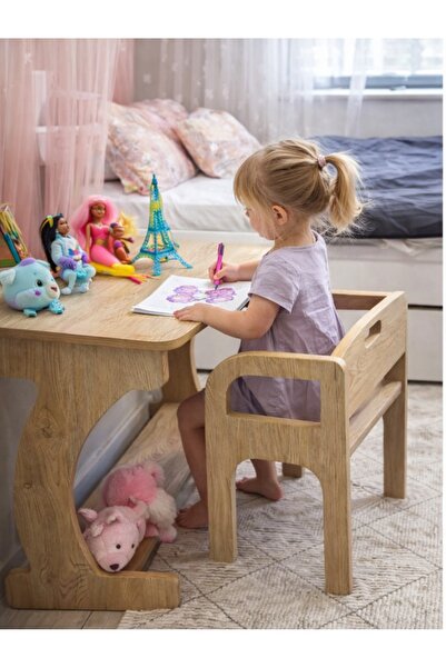 DİNGODAWOODENWORK Çocuk Masa Sandalye Seti – 18 mm MDF Lam (DEMONTE)
