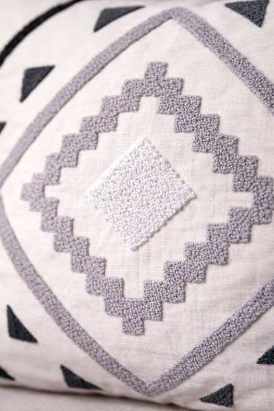 SWITA Punch Embroidered Single Decorative Special Design Gray Throw Pillow Cover (panch)