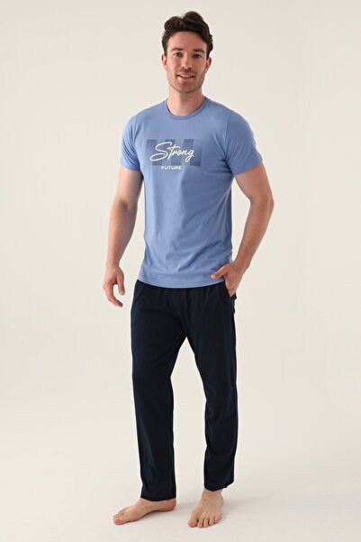 Arnetta Light Indigo Men's Pajama Set - Comfortable and Stylish