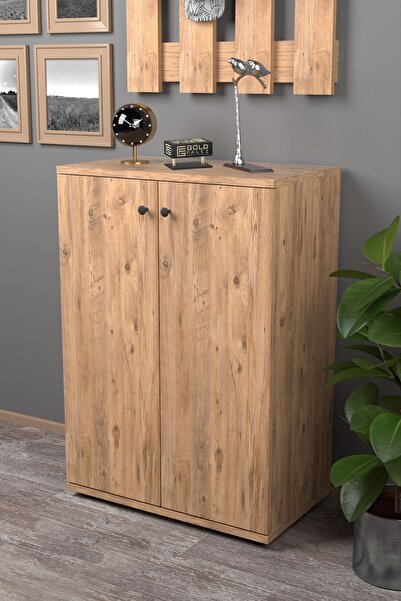 Kanonik Education Ayakkabılık Çok Amaçlı Ayakkabı Dolabı 5 Raflı 2 Kapaklı Ceviz