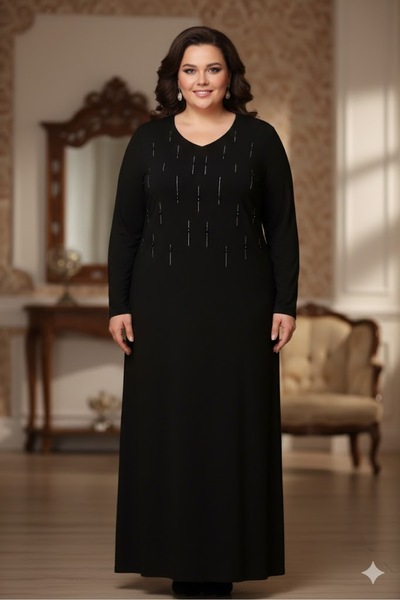 elma abone Plus Size Women's Winter Stone-Detail Dress