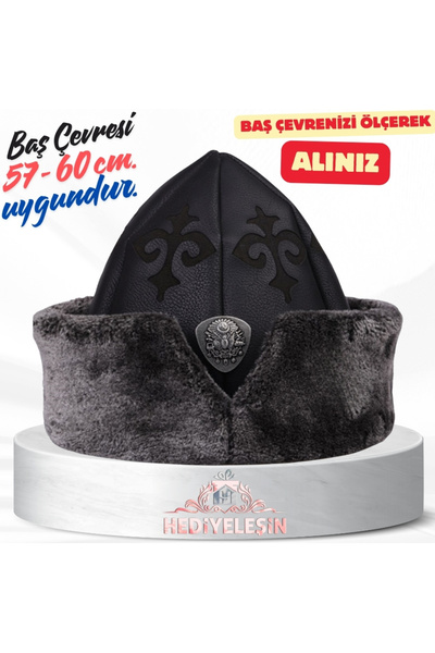 Hediyeleşin BÖRK, KALPAK, Geleneksel Kayı Alp Şapkası, Siyah - 3050