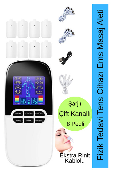 Shopura Çift Kanallı Ems Tens Masaj Cihazı - Burun Açma Aparatı 8 Pedli