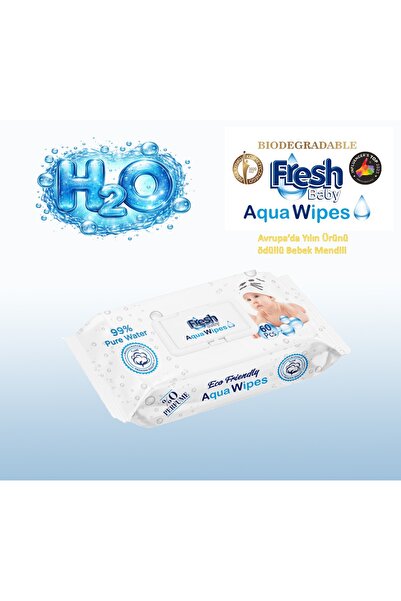 Aqua Wipes H2o mendil - Hassas Su Bazlı Kokusuz Yumuşak Islak Mendil Kalın Te...