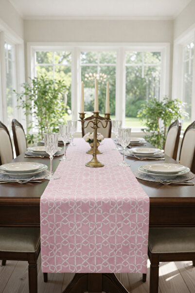 Rona Home طقم مفرش طاولة عصري من القماش عالي الجودة باللون الوردي، مقاوم للبق...