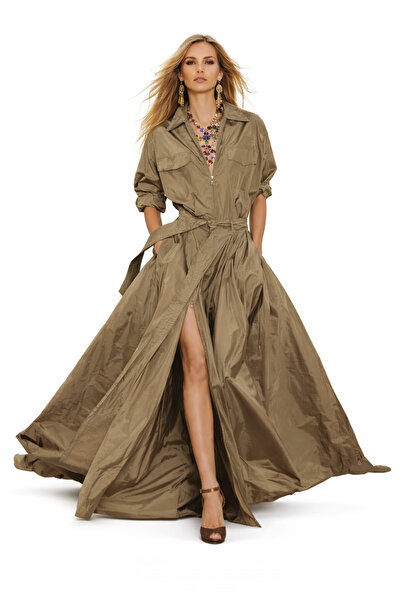 UNTIMELY Utility Detaylı & Önden Fermuarlı Tafta Gömlek Elbise