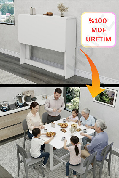 Kydonia Home 90x115 cm MDF Pratik Katlanır Açılır Kapanır Dikdörtgen Mutfak Y...