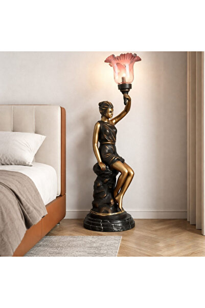 Yaratıcı sanatlar atölyesi Büyük Boy Mermer Kaideli Metal Meşale Tutan Kadın ...