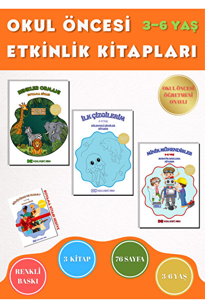 Anonim Yayıncılık 3–6 Yaş Okul Öncesi Eğitim Seti 3 Kitap + Hediye Mini Boyama