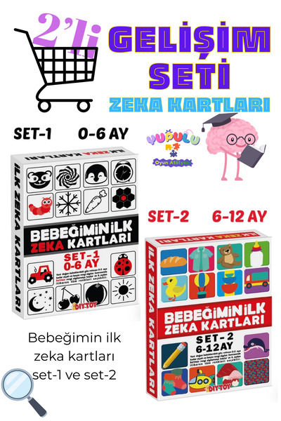 Diytoy Bebeğimin İlk Zeka Kartları Set-1 / 0-6 Ay ve Set-2 / 6-12 Ay Gelişim ...