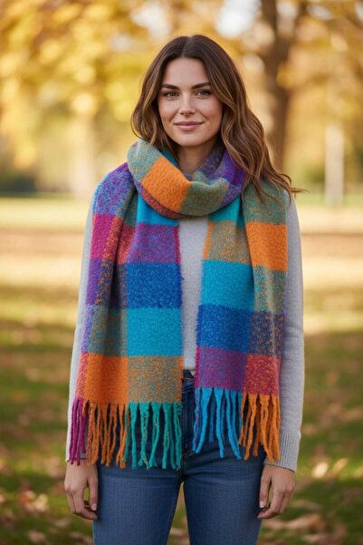 MODA PÜSKÜLLÜ YUMUŞAK BUKLET ŞAL ATKI