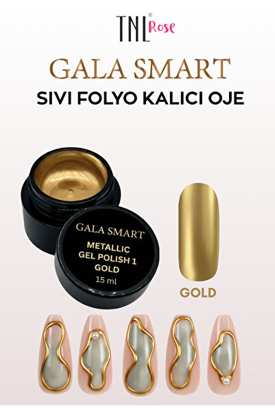 gala smart Sıvı Folyo Kalıcı Oje Metalik Altın Dizayn Nail Art 15 Ml