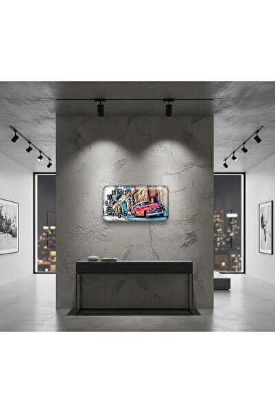 LUXON COLLECTION DEMPER CAMLI ŞIK TASARIM ARABA DESENLİ DUVAR SAATİ