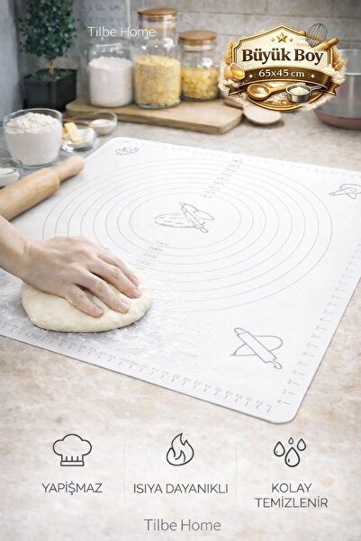 Tilbe Home Hamur Matı Açma Silikon Hamur Açma Silikon Pasta Fırın Hamur Matı ...