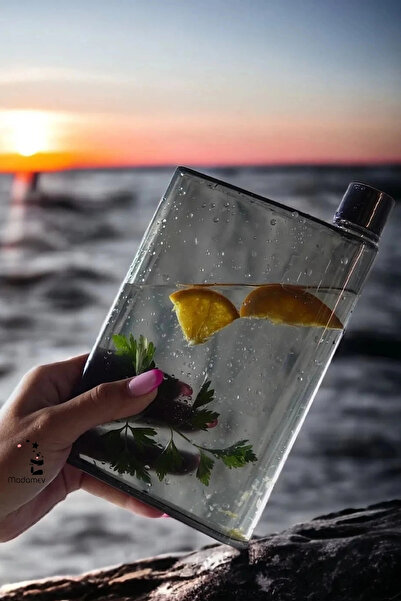 Madamev A5 Black Soft Bottle Motivasyon Su Matarası Notebook Taşınabilir Spor...