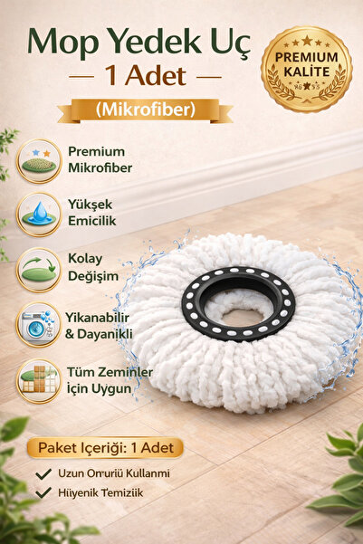 Single ( 1 Adet ) Mop Yedeği Mikrofiber Döner Paspas Yedek ( Bütün Mop Uçları...