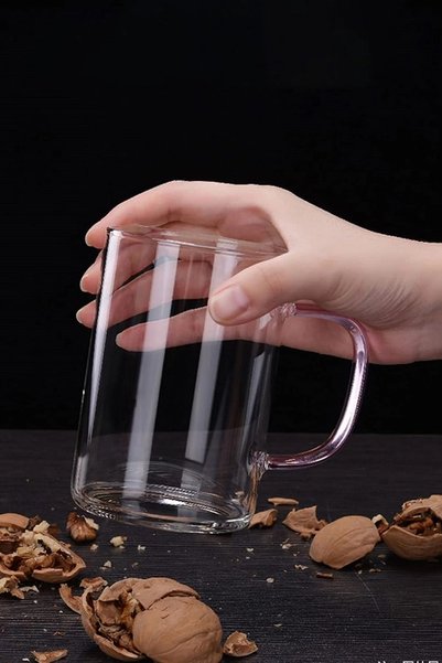 Tilbe Home 2’li Cam Süzgeçli Bambu Kapaklı Borosilikat Kupa 400 ml Kulplu Bitki Çayı Demleme ve Sunum Bardağı