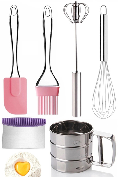 Tilbe Home Hamur Kesici Tel Çırpıcı Un Eleği Çelik Basmalı Yumurta Çırpıcı Si...