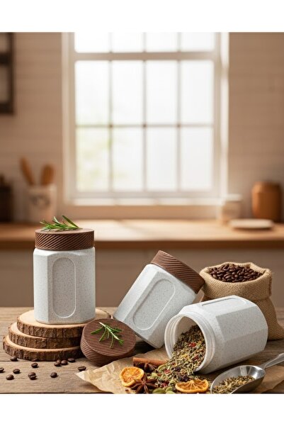 NEMA 3D 3'lü Kavanoz Baharat Takımı - Kapaklı Baharat Saklama Kabı Seti