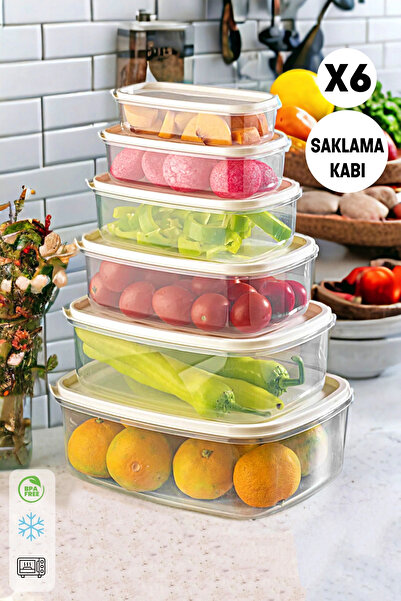 Madamev 6'lı Saklama Kabı Seti Çok Amaçlı Mutfak Piknik Erzak Saklama Kabı Di...