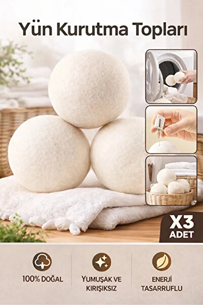 Tilbe Home 3 قطع من كرات تجفيف الملابس من الصوف مقاس XXL كبيرة الحجم من مُنعم...